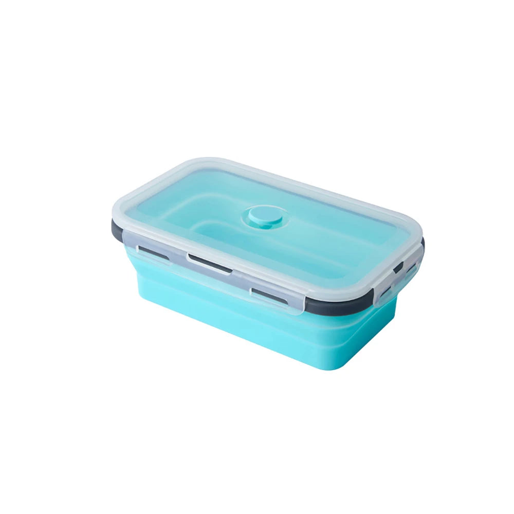 1 PCS Silicone Folding Lunch Box Food Grade Square Portable Microwave Oven Lunch Box Outdoor Travel Picnic Preservation Box