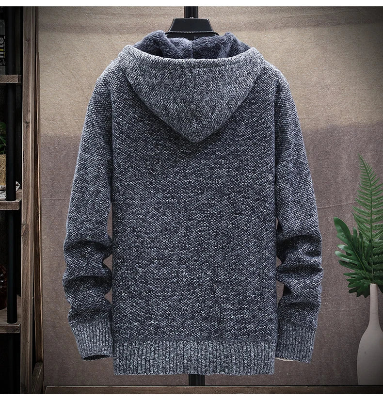 Autumn and Winter men's wool jacket new jacket plush thickened classic vintage cardigan Hoodie casual loose tops