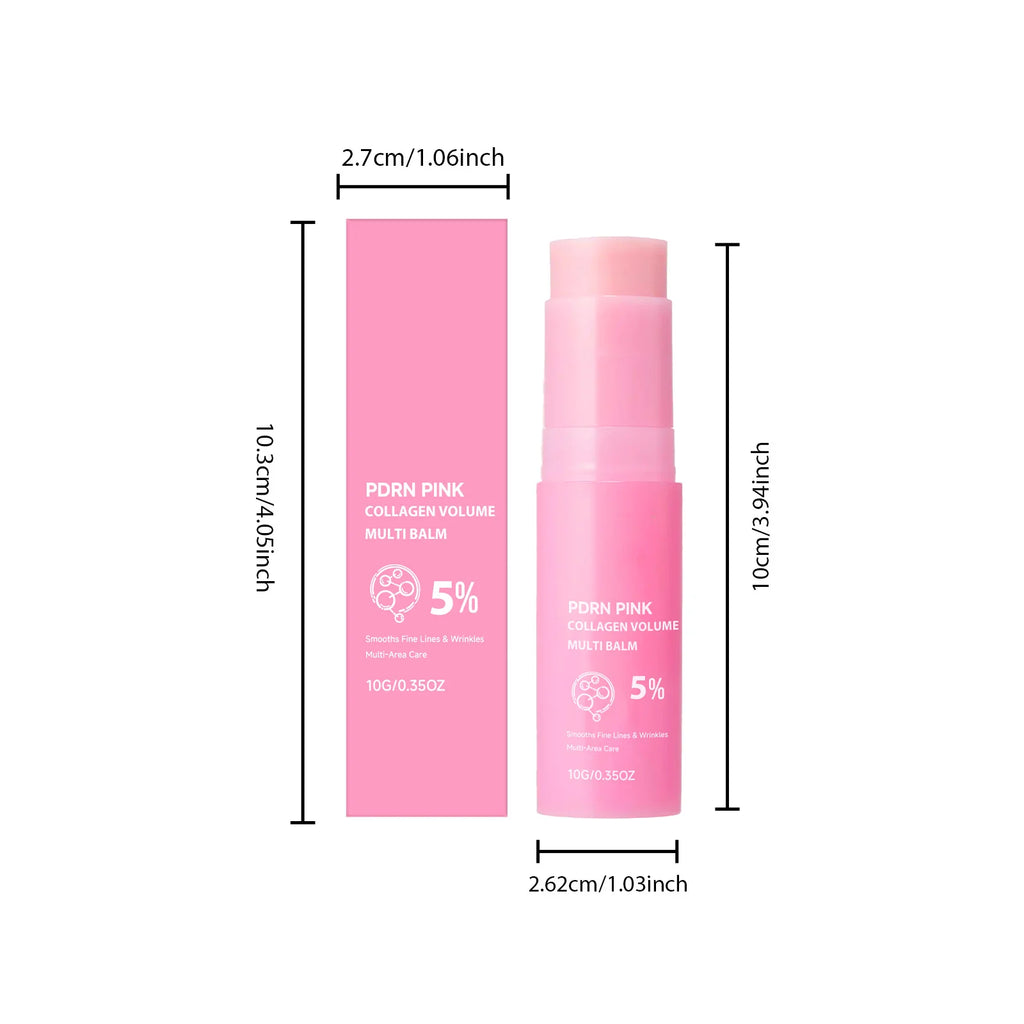 PDRN Pink Collagen Volume Multi Balm Stick Korean Hydrating Stick for Face Neck Under Eyes Lips Lines Care Plumping&Firming Skin