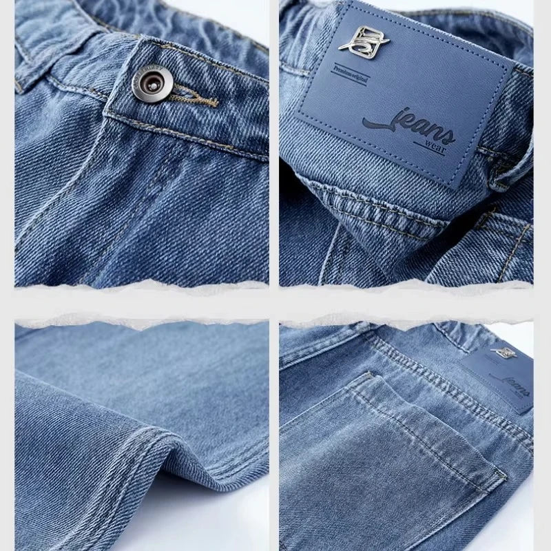 2024 New Jeans Men 100% Cotton Autumn Winter Loose Straight Wide Leg Trousers  Fashion Brand Cargo Casual Pants for Men