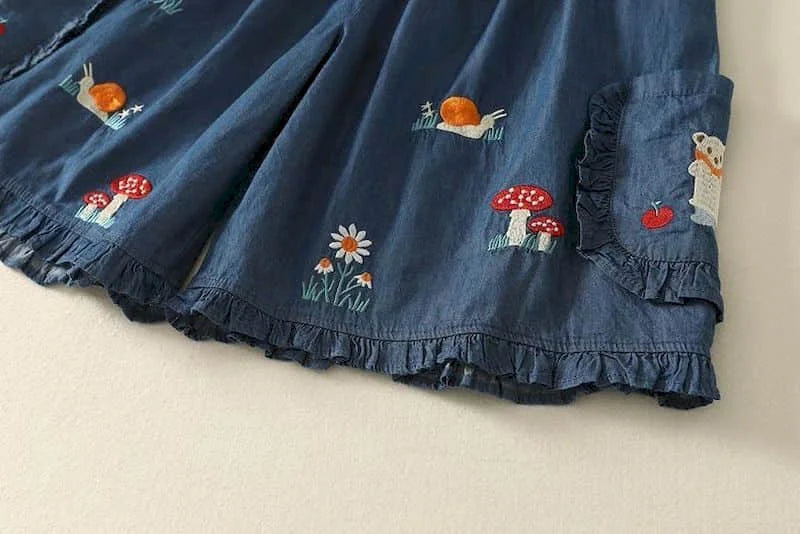 Denim Shorts Women Summer Wear Vintage Drawstring Elastic Waist Ruffle Wide Leg Pants Casual Loose Jean Shorts Women Clothing