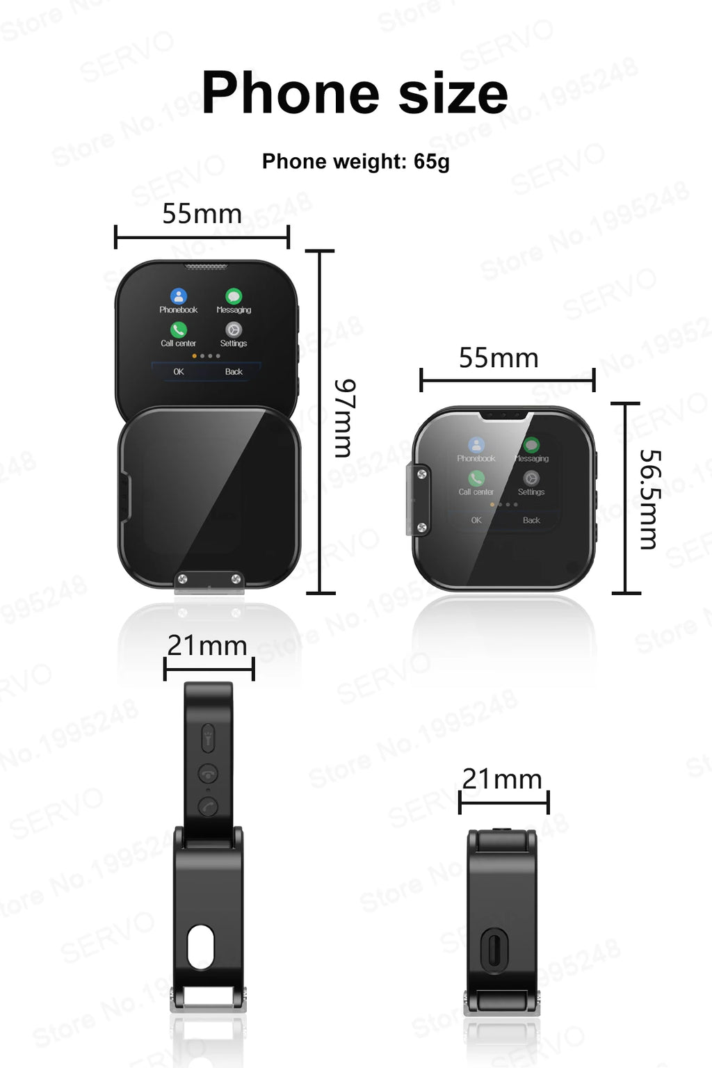 SERVO I19 Rotate Small Box Touch Mobile Phone 2SIM Standby Magic Voice Bluetooth Sync Music Torch Mini Rotation Cellphone Type-C
