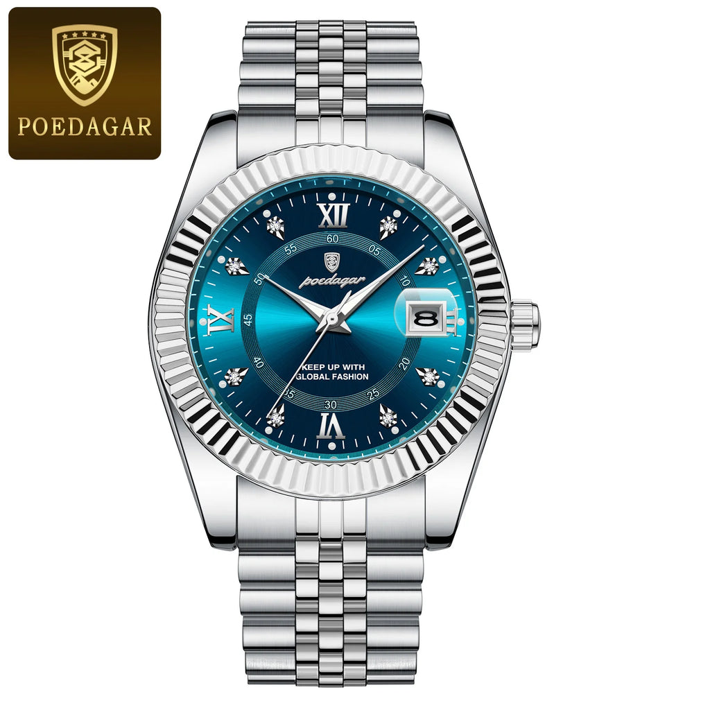 POEDAGAR Luxury Brand Man Wristwatch Waterproof Luminous Date Men Watch Stainless Steel High Quality Sports Men's Quartz Watches