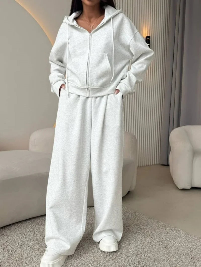 Fashion 2 Piece Sets Women Outfit Autumn Clothing Women 2026 Zip Hooded Sweatshirt Top and Pants Suit Casual Tracksuit Woman Set