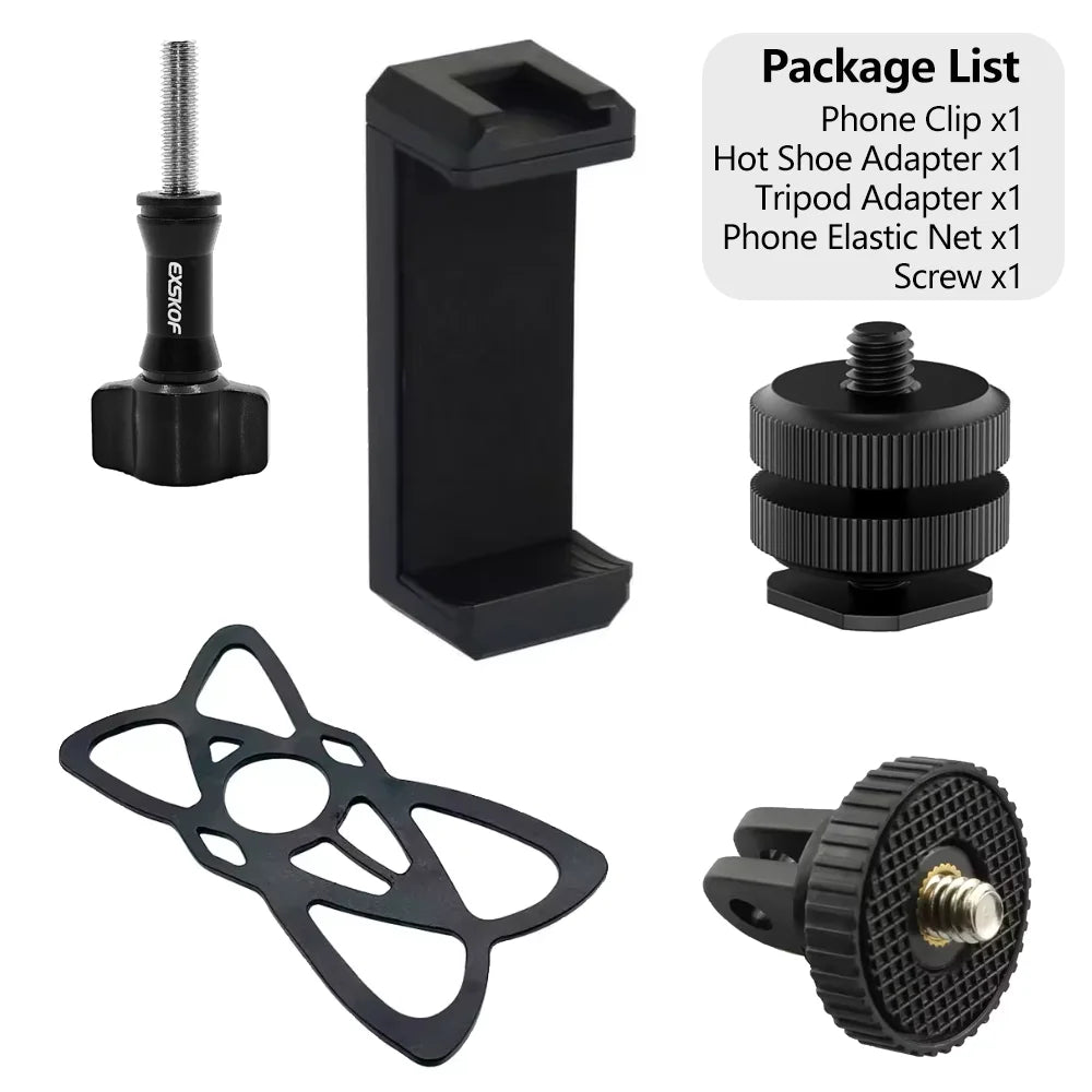Universal Phone Tripod Mount Clip with Cold Shoe, 1/4" Screw Plastic Smartphone Holder for Tripod Selfie Stick Live Streaming