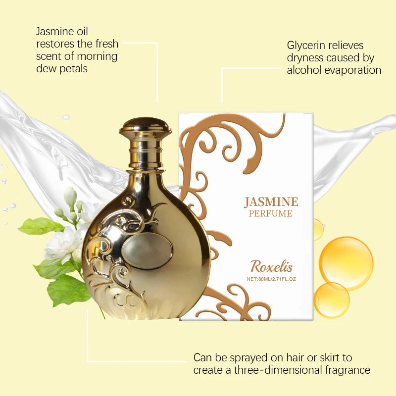 Dubai Arabian Perfume Spray Jasmine Floral Scent Natural Fresh Soft Sweet Charming Romantic Date Night Fragrance Elegant Aroma