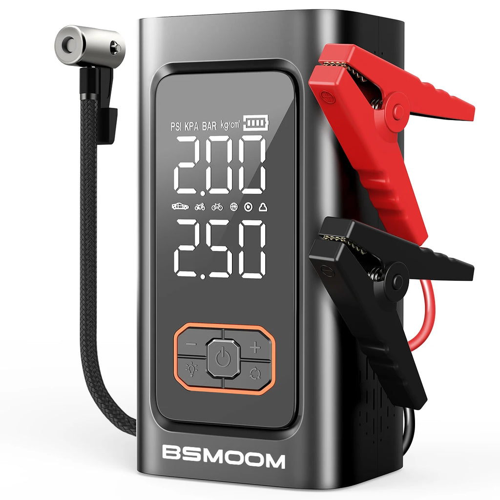 Car Jump Starter With Air Compressor LCD Screen 21800mAh Portable Booster Charger ,6000A Powerful Car Battery Starting Device,Car Battery ChargerFor12V(ALL Gas/10L Diesel) Start The Car Quickly, USB Input/output, LED Emergenc