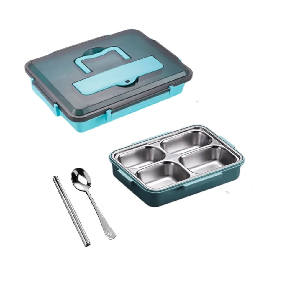 Leakproof Stainless Steel Lunch Box Microwavable Multi-Grid Food Container with Cutlery Food Grade Lunch Container Office Worker