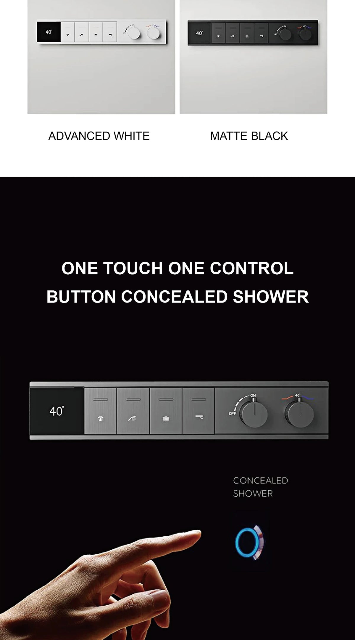 Luxury Bathroom Ceiling Embedded Rain Shower Head LED Digital Display Thermostatic Mixer Hot Cold Water Rainfall Shower System