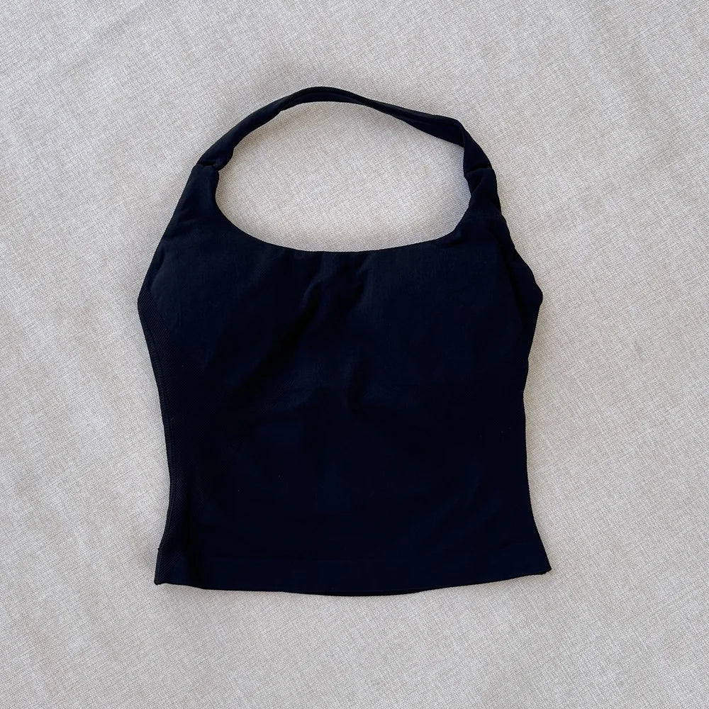 DL 0GO Longline Strappy Top Gym Sports Top Women Seamless Yoga Tank Sportswear Gym Clothing Running Workout Halter