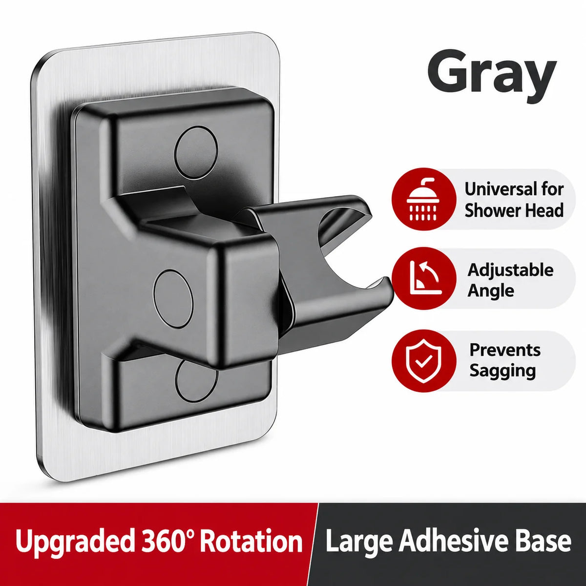 Shower Head Holder 360° Adjustable Wall Mounted Shower Holders Self-Adhesive Shower Head Handheld Bracket Bathroom Accessories