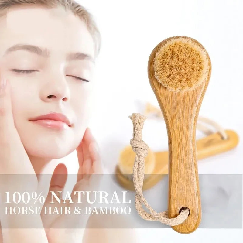 Beauty Skin Care Brush Face Cleansing Brush Soft Natural Bamboo Hair Facial Cleansing Massage Portable Wash Deep Clean Face