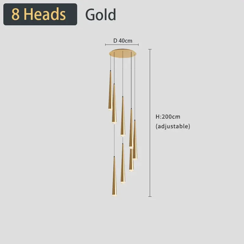 Stair Led Ceiling Chandeliers Duplex Loft Lamp Living Room Decoraction Luxury Light Appliance Hanging Lamps For  Lustre
