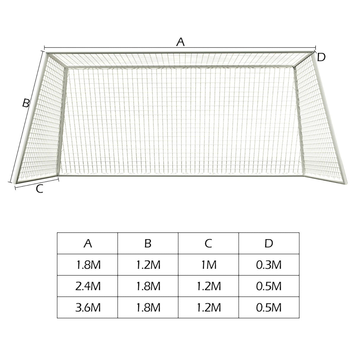 Full Size Football Net For Soccer Goal Post Junior Sports Training 1.8M by 1.2M 2.4M by 1.8M 3.6M by 1.8M Football Net High Qual