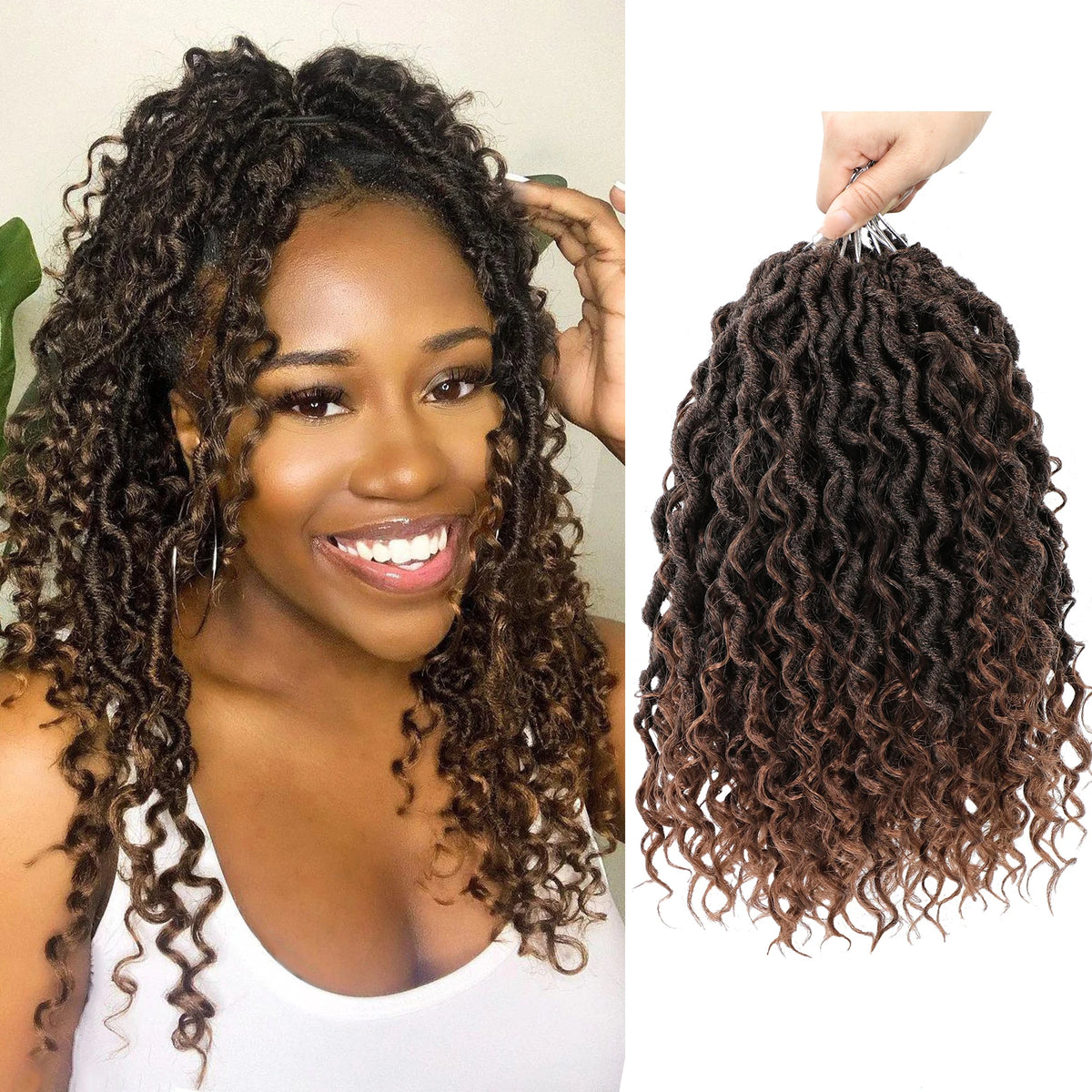 Goddess Locs Crochet Hair 10-22 Inch Faux Locs Crochet Hair Black Women PreLooped Boho Locs Synthetic River Locs with Curly Ends