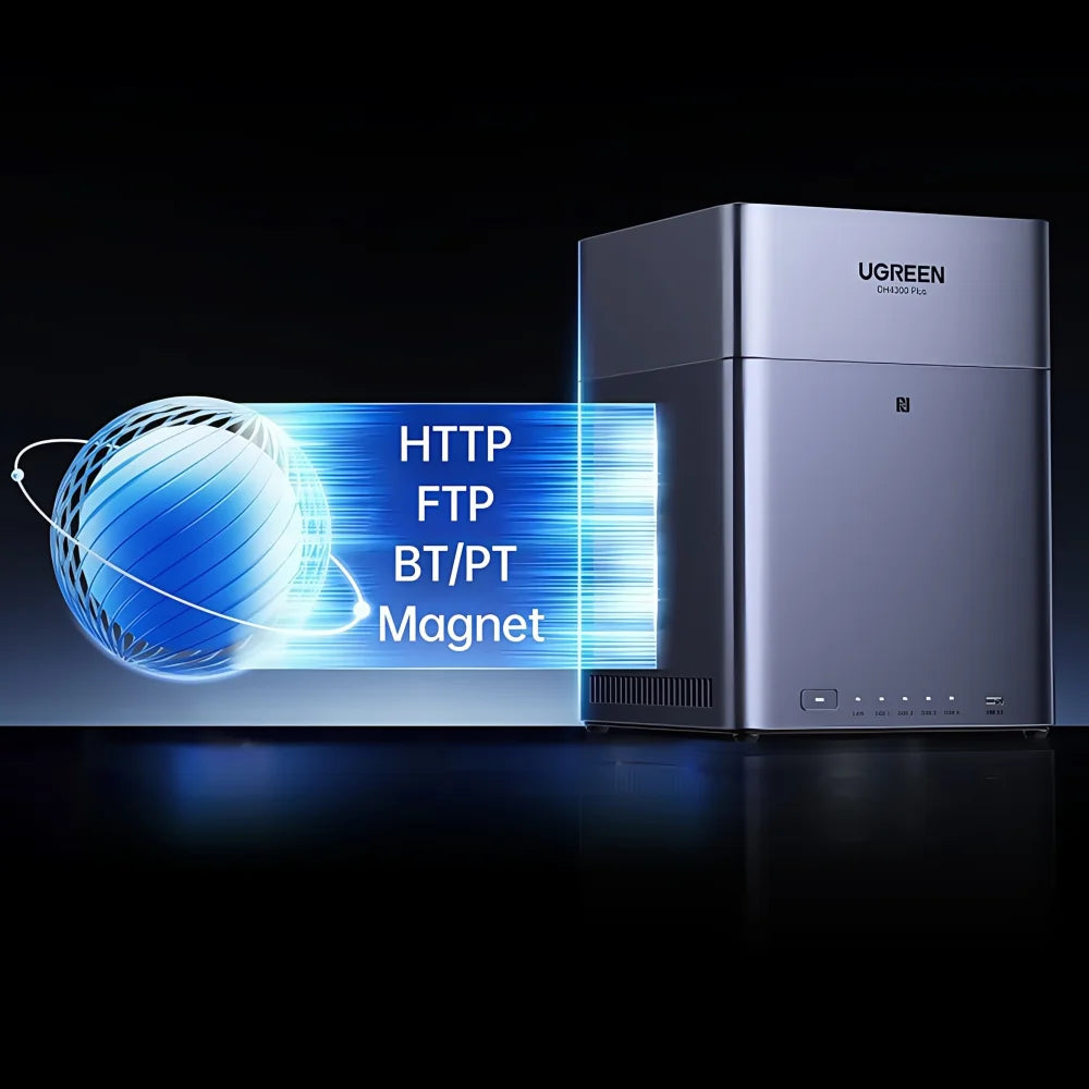Brand UGREEN DH4300plus Home AI NAS Octa Core Rockchip A55-A76 8GB LPDDR4X 4-Bay SATA HDD/SSD Support NFC RJ45 2.5GbE Networking