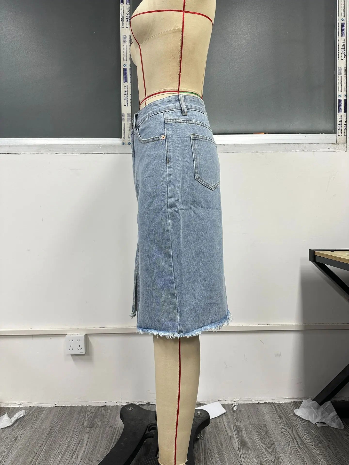 Fashion Midi Cotton Denim Skirt Women 2024 Casual Slim High Waist Asymmetrical Blue Jean Skirts Y2k Faldas Elegant