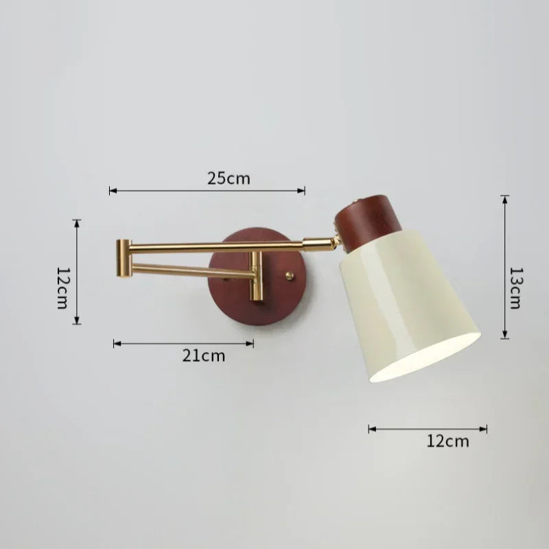 LED Bedroom Bedside Wall Lamp Swing Arm Wall Light Folding Telescopic Study Reading Lamp Study Decor Sconce Lighting