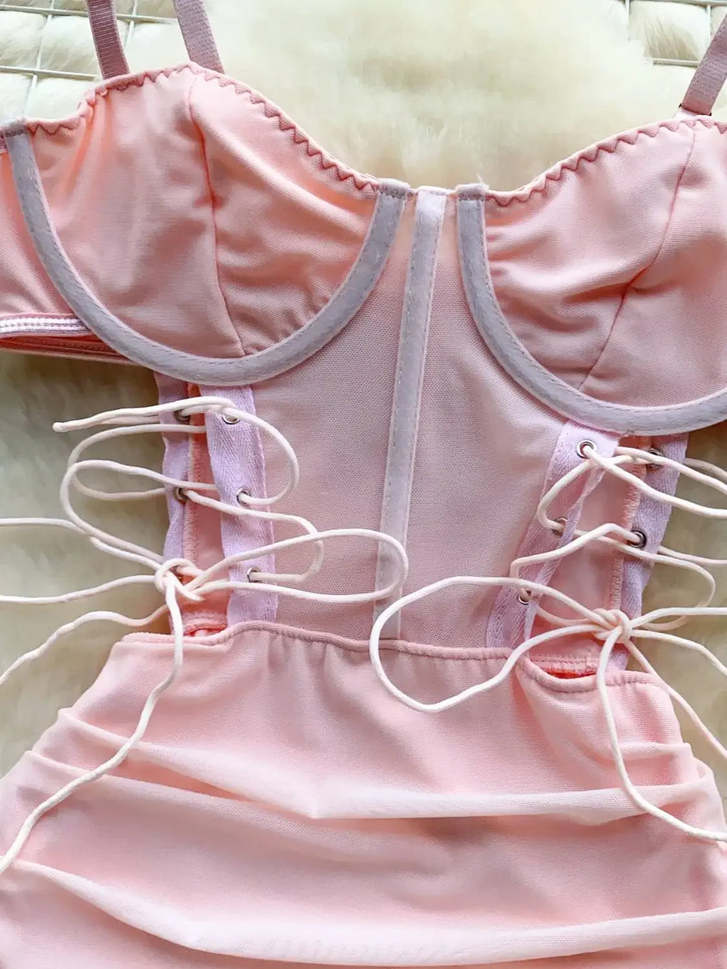 Foamlina Ins Sexy Hollow Out Sling Dress with Exposed Waist Bandage Pleated Slim Fit Bodyocn Girl's Photo Date Short Dress