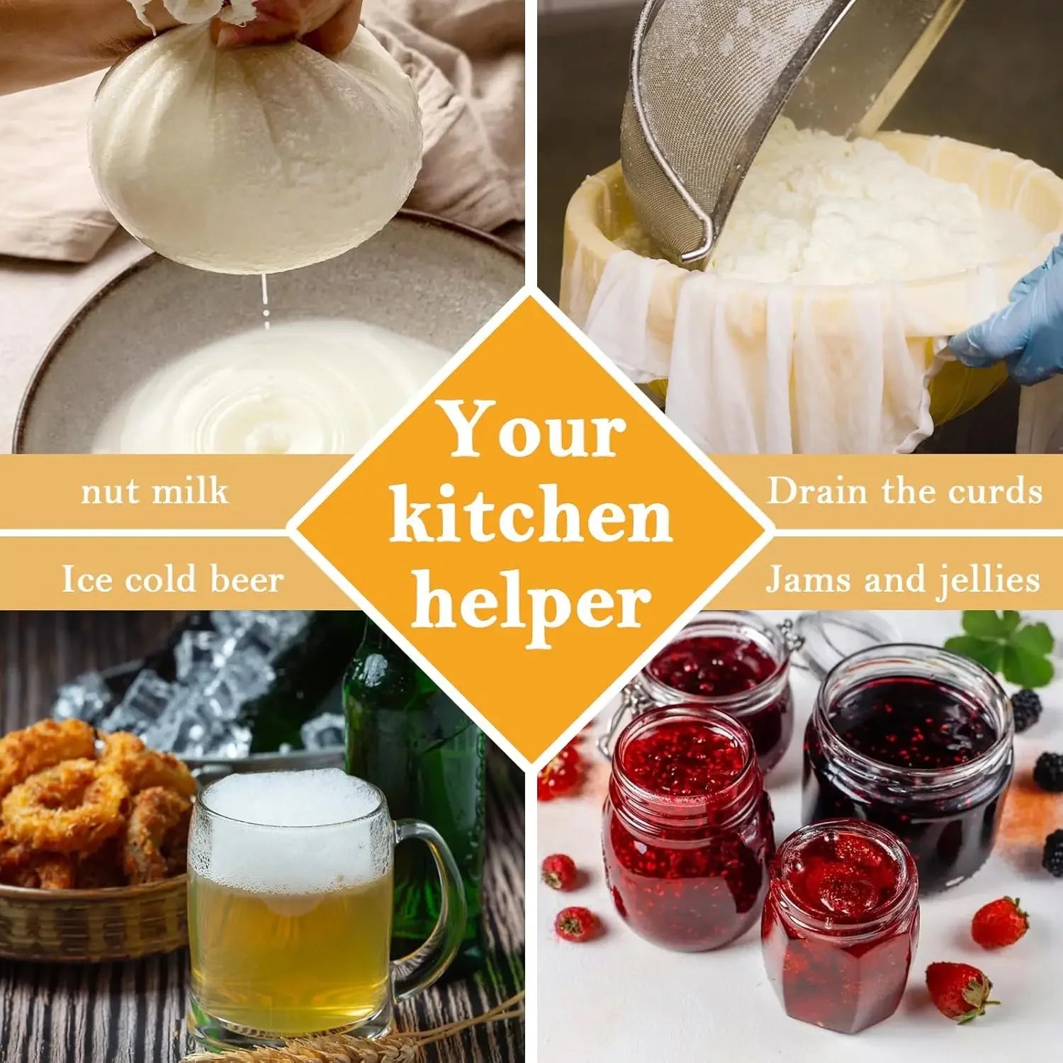 Drawstring Filter Net Mesh Bag Reusable Strainers Cheese Filter For Fruit Juice Food Straining Home Kitchen Gadgets Wholesale