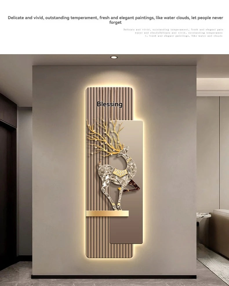Light Luxury Entrance, Led Lights Decorative Paintings Home Decor Attracting Wealth Reindeer Living Room Corridor Mural Lights