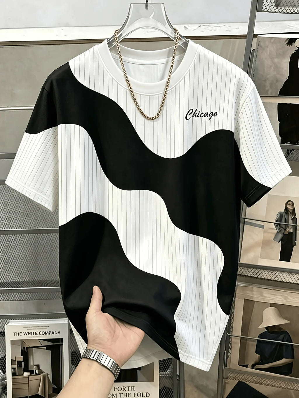 Men Mesh Sports T‑Shirt Abstract Patchwork Print O‑Neck Short Sleeve Loose Breathable Summer Casual Top