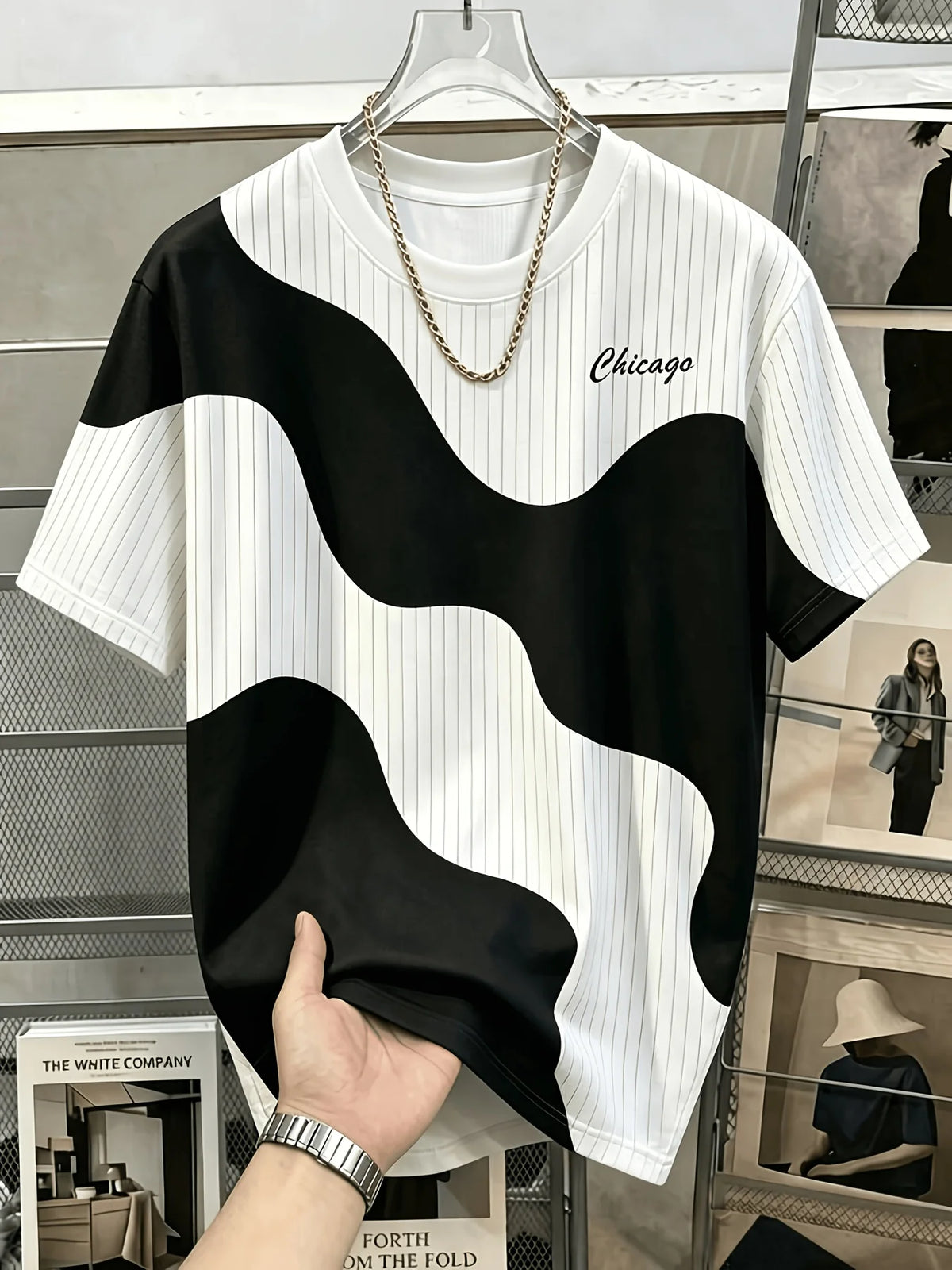 Men Mesh Sports T‑Shirt Abstract Patchwork Print O‑Neck Short Sleeve Loose Breathable Summer Casual Top