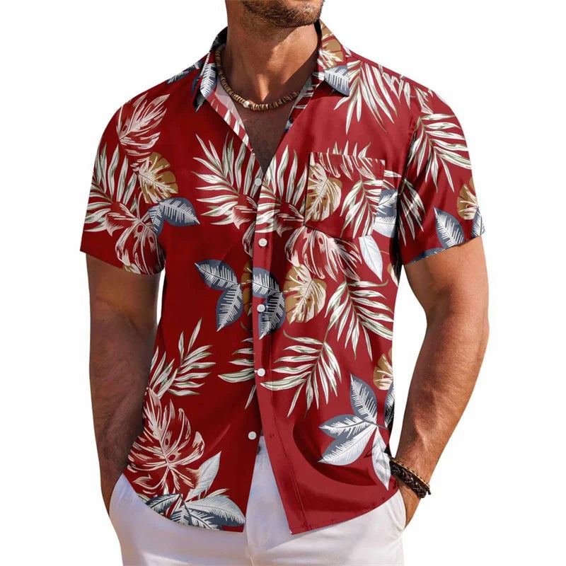 Men's Hawaiian shirt short sleeved printed button clothing summer beach shirt casual vacation comfortable and breathable