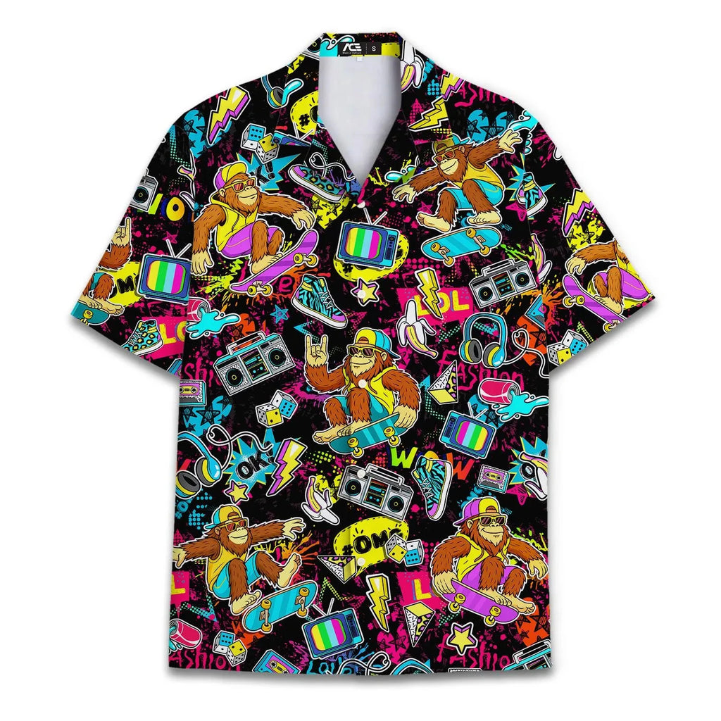 Retro Disco Music Cube Hawaiian Shirts For Men Galaxy Pop Skateboard Mens Hawaiian 80s 90s Shirts Short Sleeve Hip Hop Shirts