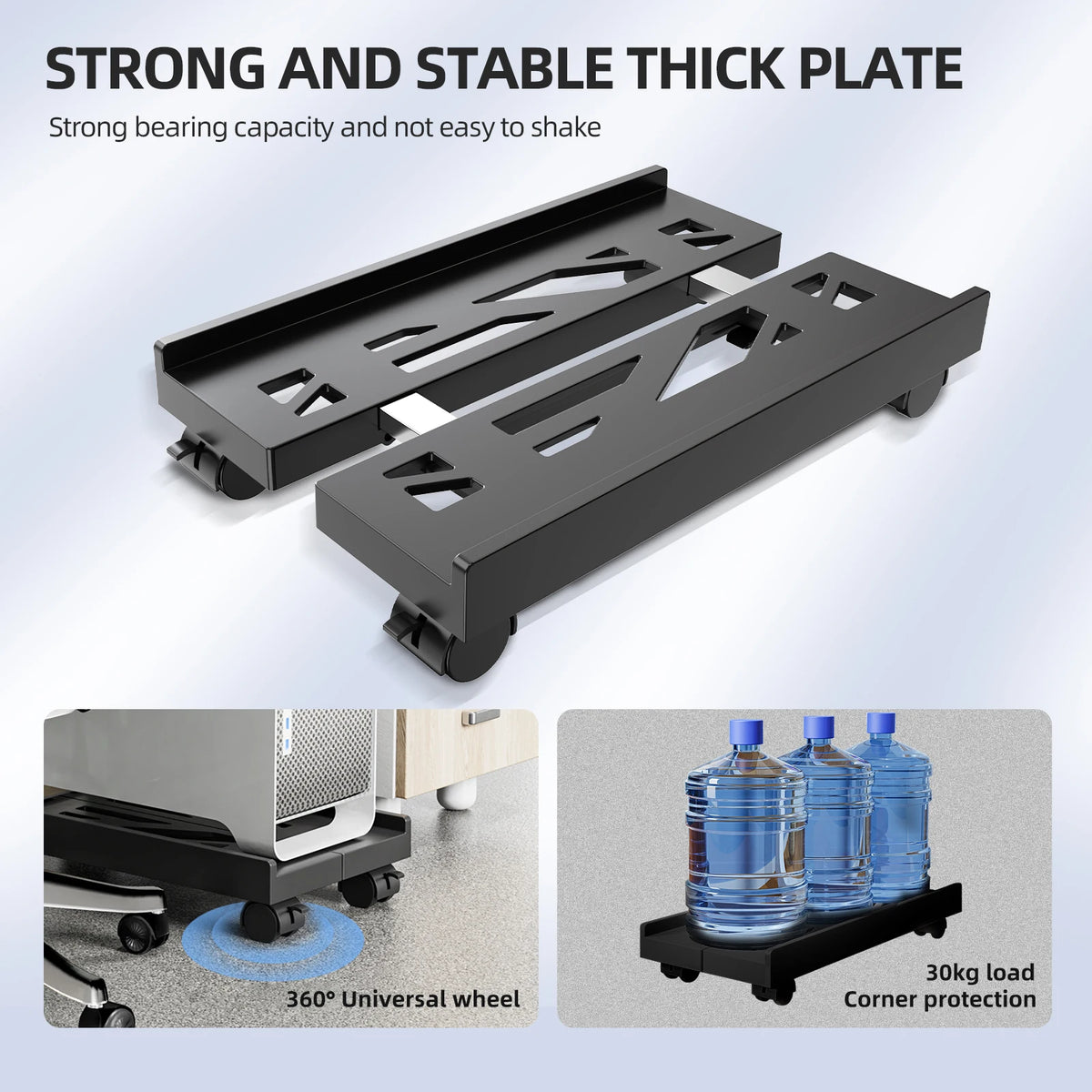Adjustable Mobile CPU Stand Heavy-Duty PC Tower Stand With 4 Caster Wheels Ventilated Under Desk CPU Holder PC Floor Cart