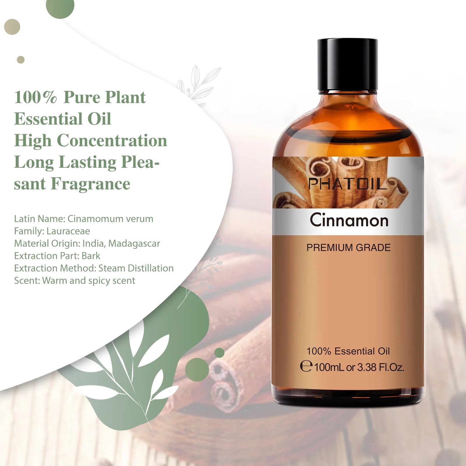 PHATOIL 100ML Copaiba Pure Essential Oils Helichrysum Neroli Australian Tea Tree Lemon Eucalyptus Turmeric Oregano Spearmint Oil