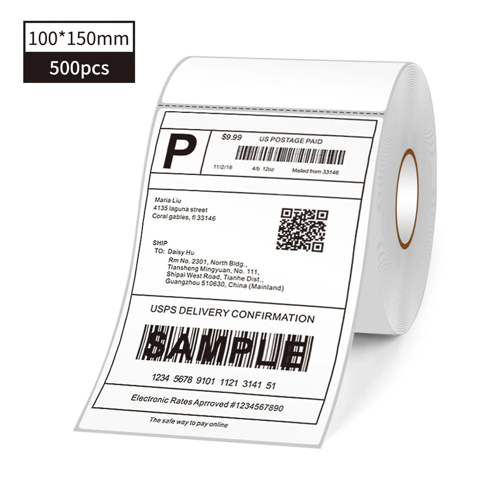 Thermal Shipping Labels Roll Shipping Package Thermal Printer All-Purpose Label Paper Sticker Self-adhesive for Express