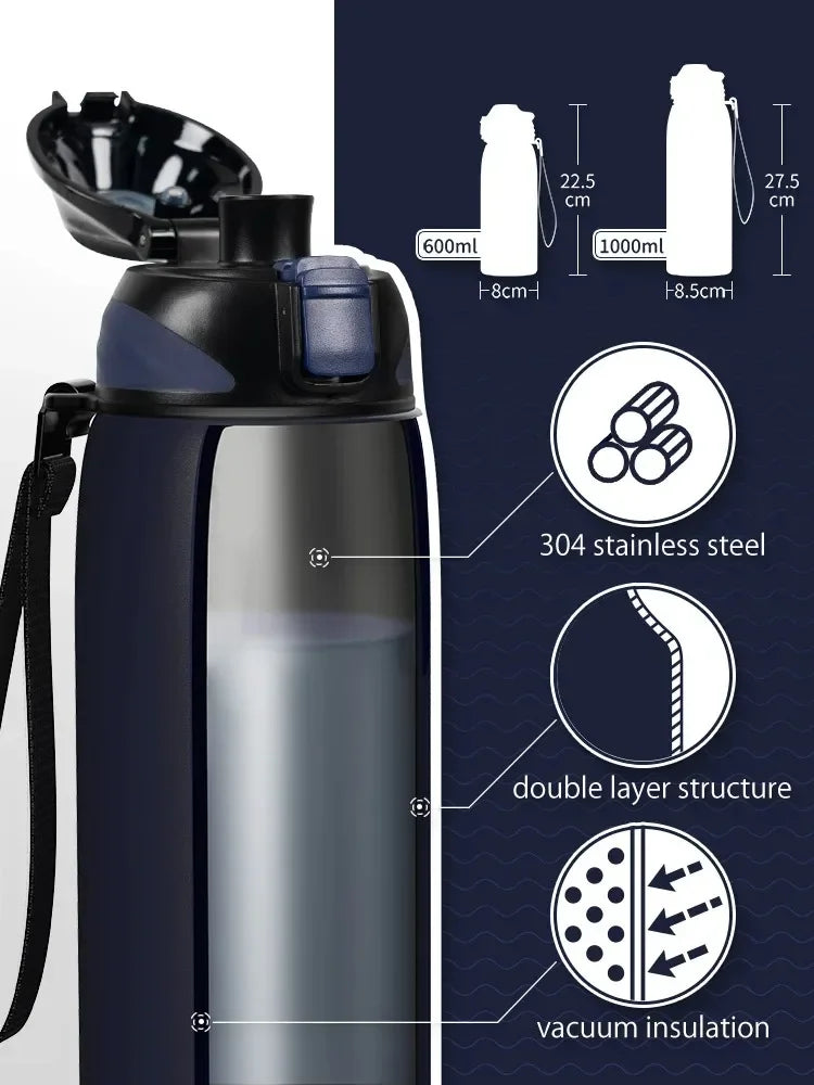 FEIJIAN 600/800/1000ml Travel Water Bottles Vacuum Sports Bottle Warm and Cold Drink Stainless Steel Vacuum Flask Portable