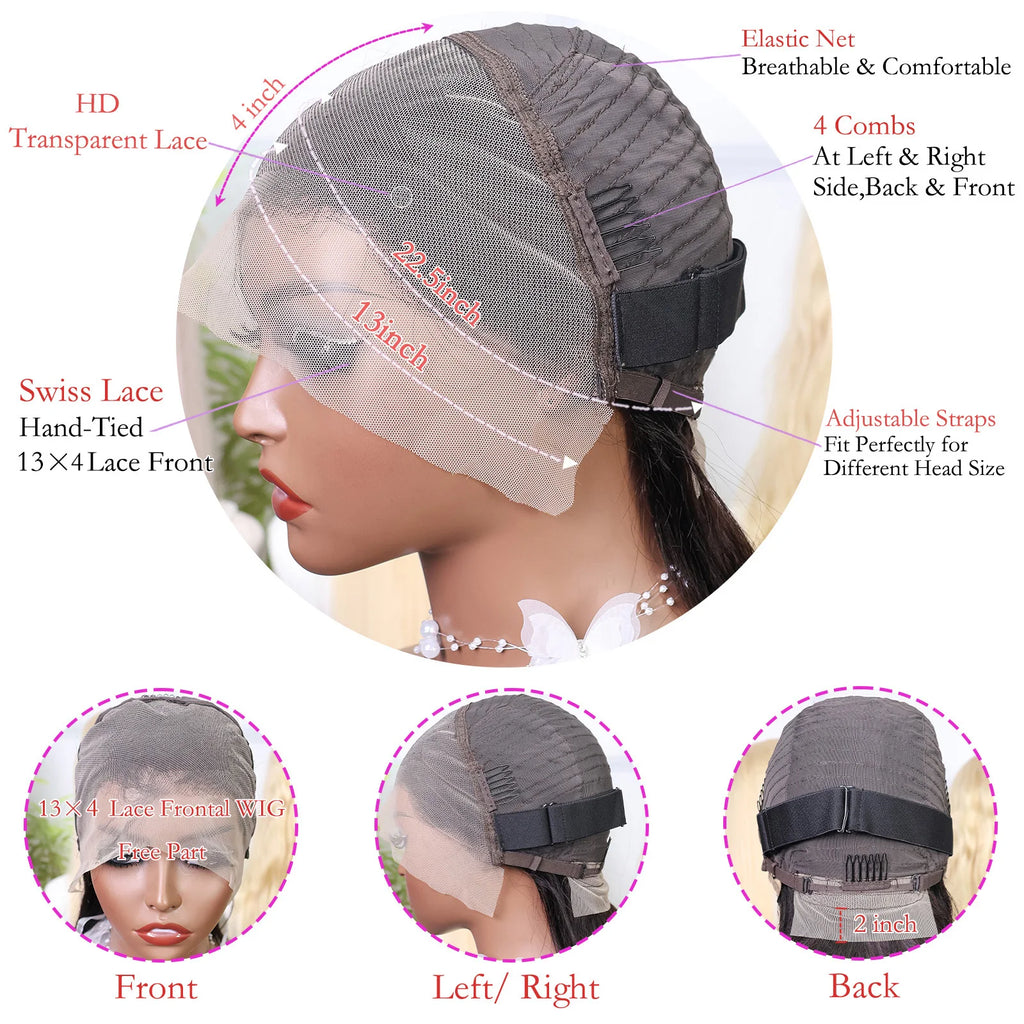 200% Density Short Bob Wigs Highlight Straight Lace Front Wigs Blonde 13x4 Transparent Lace Front Wig 100% Human Hair 427#16Inch