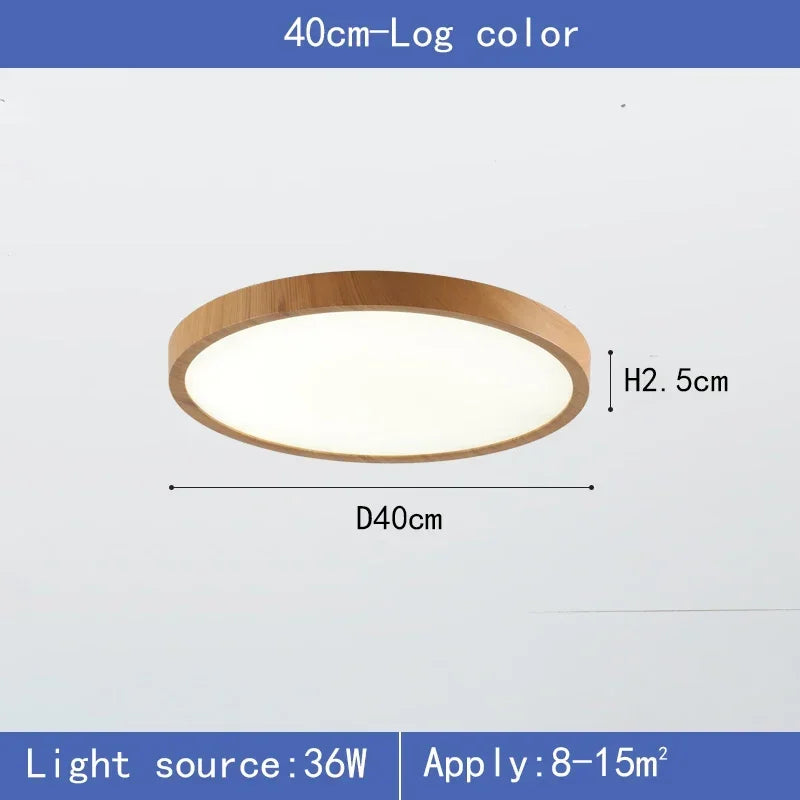 Modern Wood Grain LED Ceiling Light Ultra-Thin Walnut Wood Ceiling Lamp Bedroom Bathroom Living Room Kitchen Home Decor Lighting