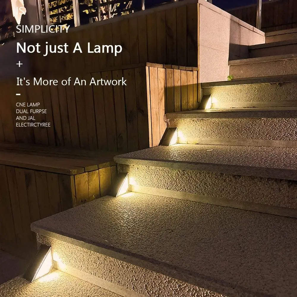 Triangle Solar Step Lamp Warm Light LED Stair Light Waterproof Atmospheric Ornament Outdoor Floor Light Step Deck Fence