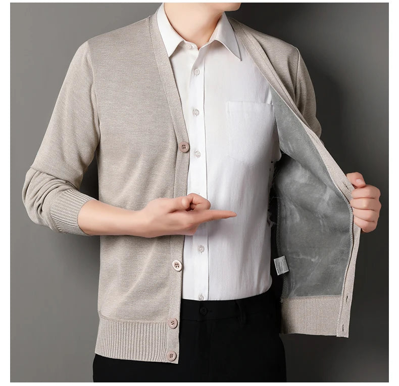 Men's Smart Casual Cardigan V-neck Sweater Men's Autumn Winter Clothes Button Knit Cardigans Mens Knitting Sweaters Outwear