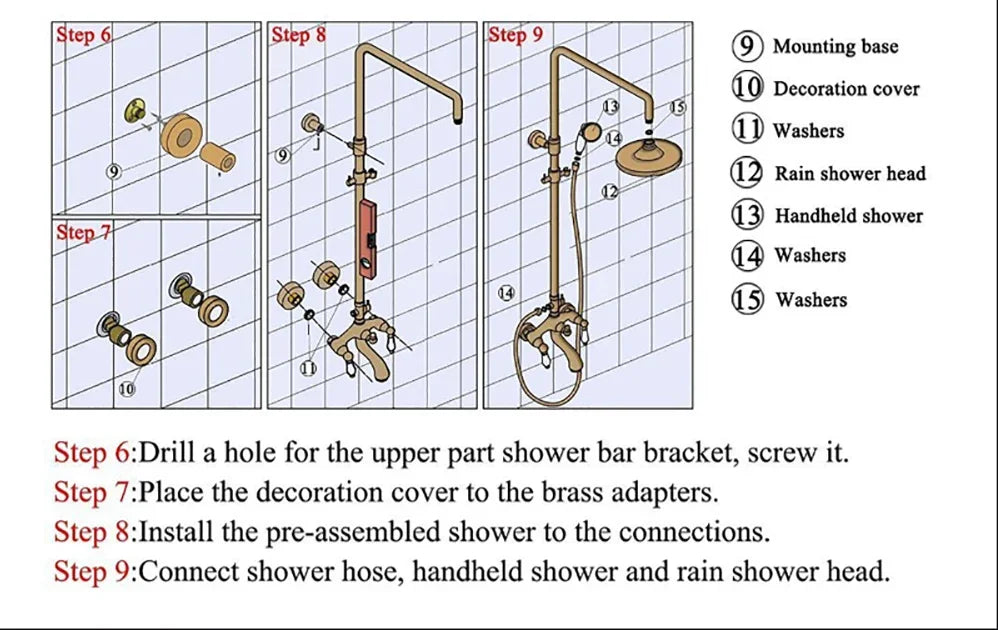 Orange Piano Bathroom Shower Set Waterfall Bathroom Mixer Faucets Rainfall Shower Head Hot Cold Piano Bathroom Shower System