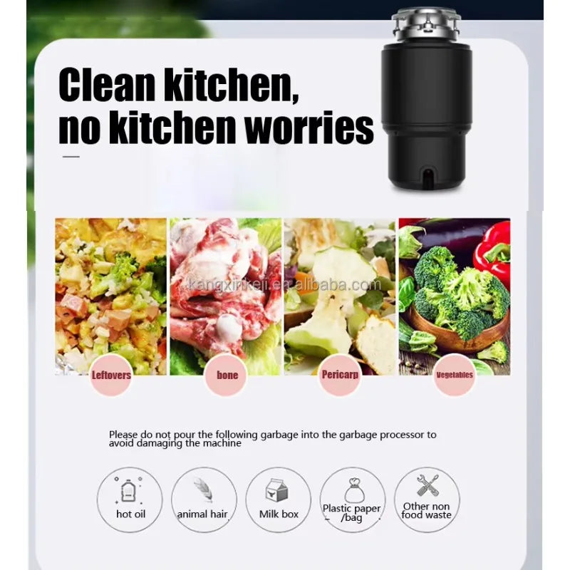 Airo Hot Sale Kitchen Food Waste Disposer Garbage Processor with Motor Sink Waste Crusher