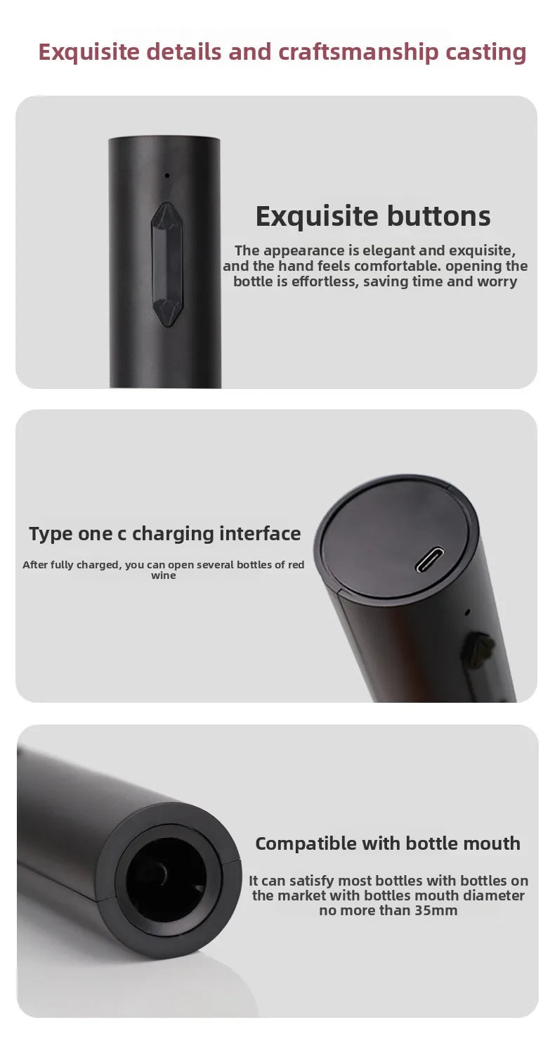 Usb Rechargeable Electric Wine Opener Automatic Red Wine Corkscrew Kitchen Gadgets Bottle Opener for Party Bar Accessories