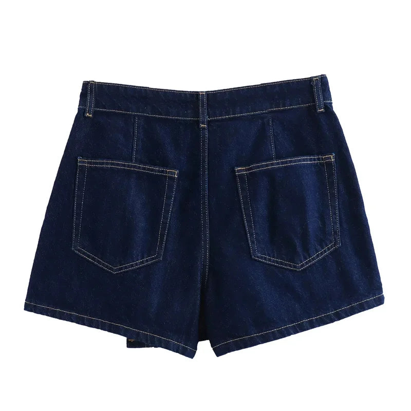 MUJER Blue Denim Shirt Woman Short Sleeve Cropped Shirt Women Summer Short Tops Woman Streetwear Y2k Stylish Women's Blouses