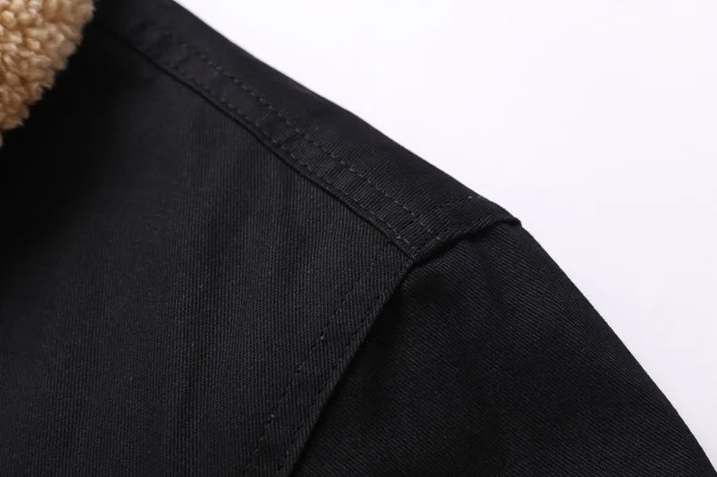 Jacket Men Solid Coat Turn Down Collar Single Breasted Full Sleeve Slim Fit Work Casual Pocktes Thick Warm Jackets Autumn Winter
