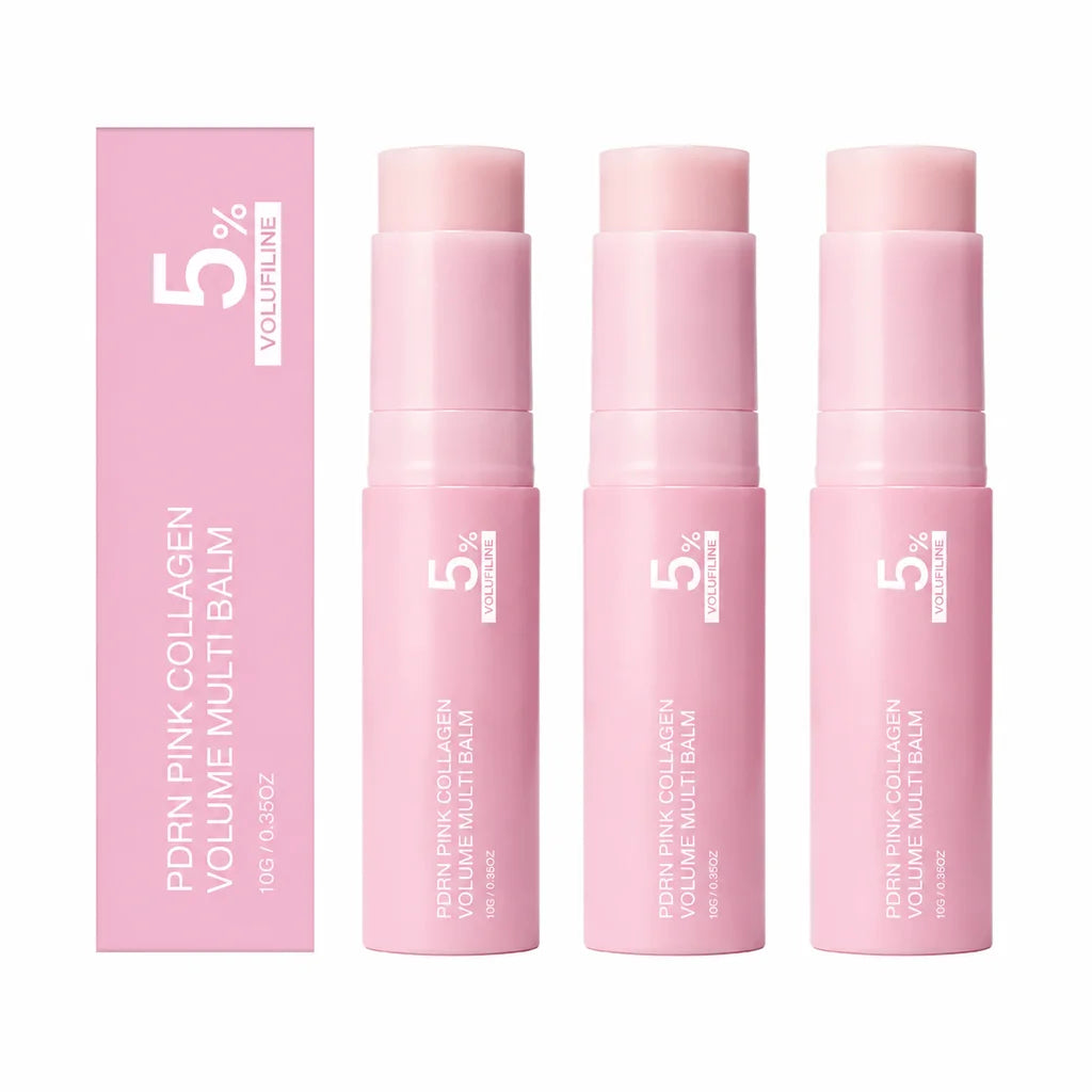 PDRN Pink Collagen Volume Multi Balm 5% Volufiline Moisturizing Stick Firming Face & Body Balm For Under Eyes, Lips, Neck