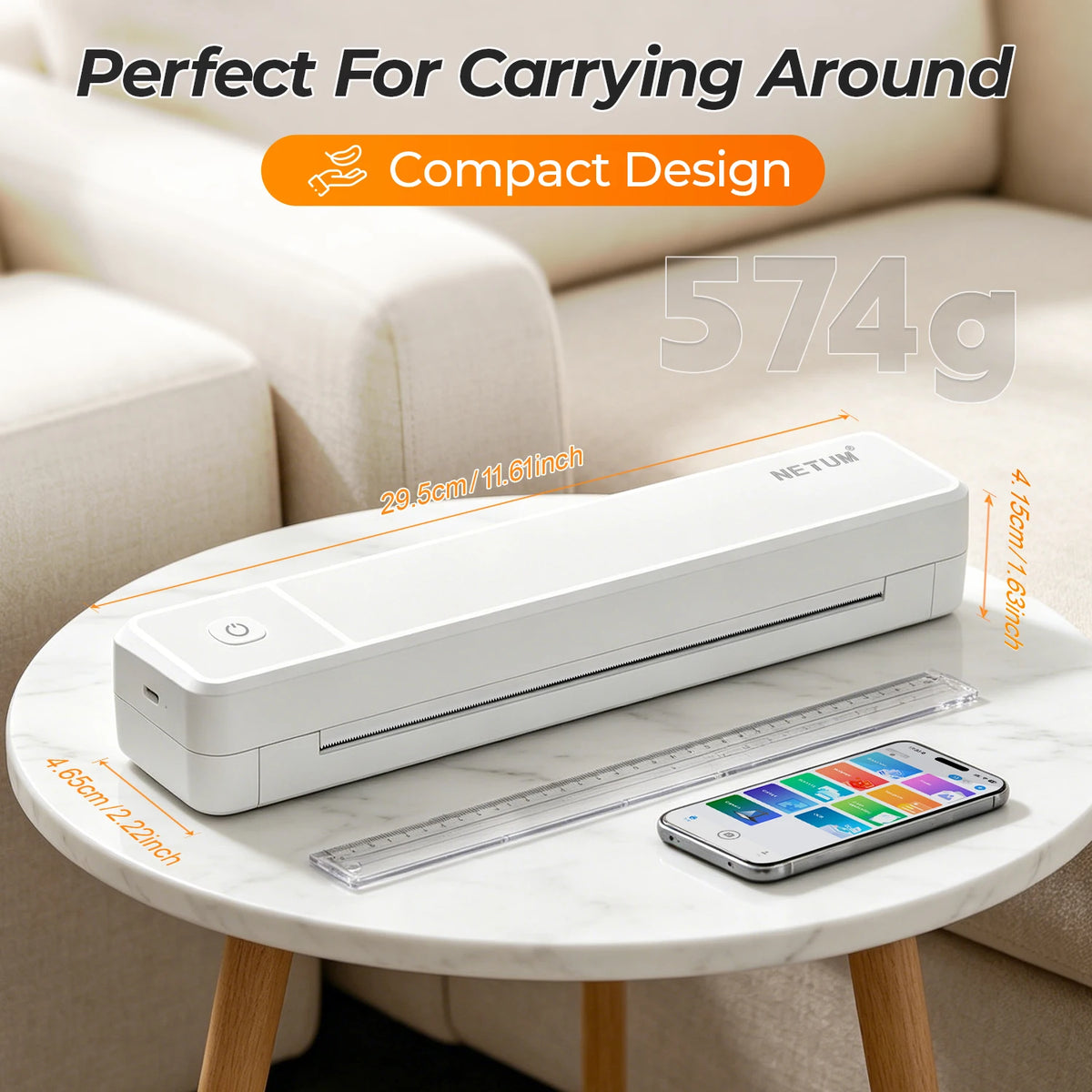Mini A4 Thermal Printer Support Android IOS For Travel Work Home Inkless Machine US-letter Portable Bluetooth Printer