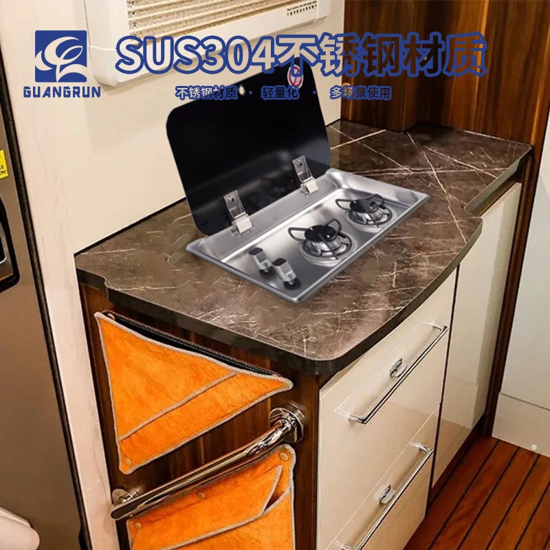 High Quality Two-Burner Gas Stove For Indoor Use Safe Tempered Glass Lid For RV Motorhome Caravan Boat