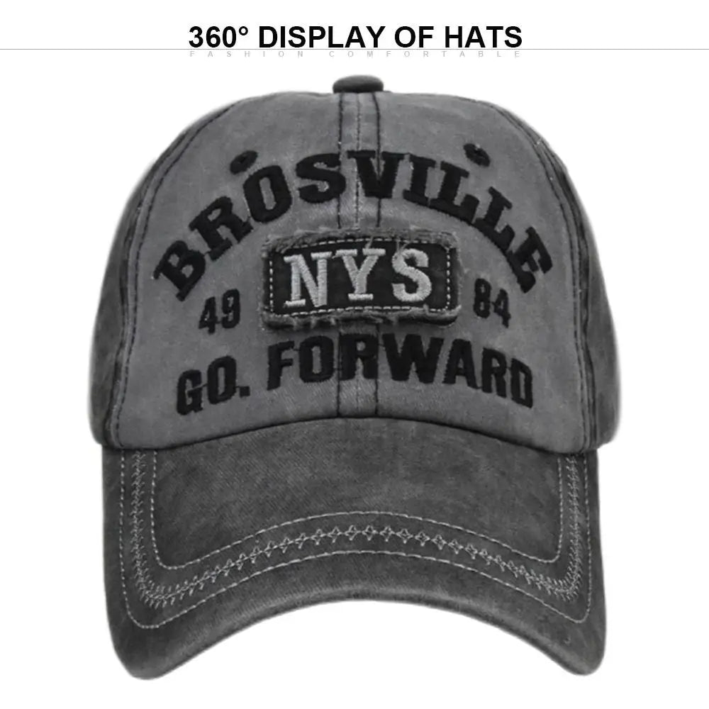 Fashion Hip Hop NYS Patch Embroidery Baseball Caps Adjustable Frayed Denim Sunscreen Hats Vintage Snapback Dad Hat for Men Women