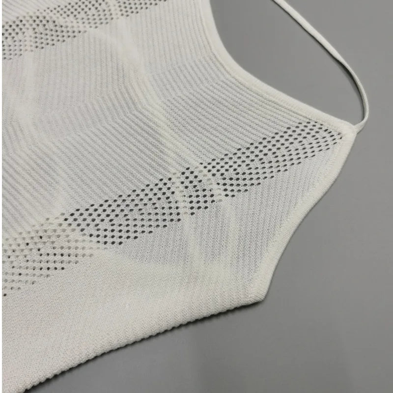 Summer Women Elegant Hollow Out Bodycon Dresses Vestido Clothes Casual Fashionable Knitted Sexy Backless Strapless Mini Dress