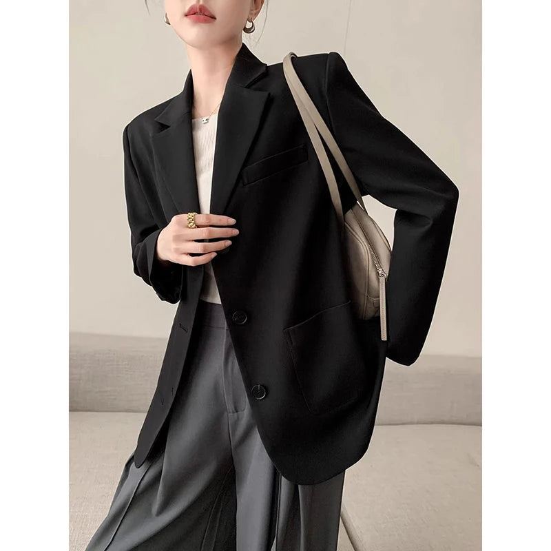 New Women's Blazer Jacket 2025 Spring Autumn Casual Design Sense Ladies Outerwear All-match Elegant Fashion Female Suit Coat