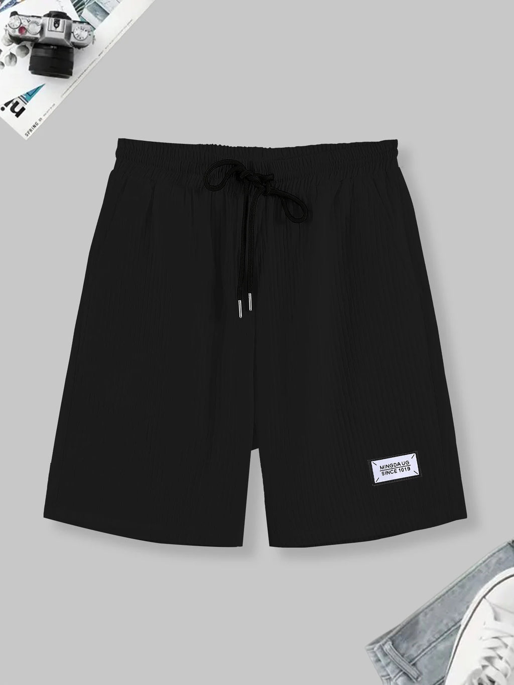 Men's Textured Casual Shorts Summer Loose Breathable Drawstring Sports Pants