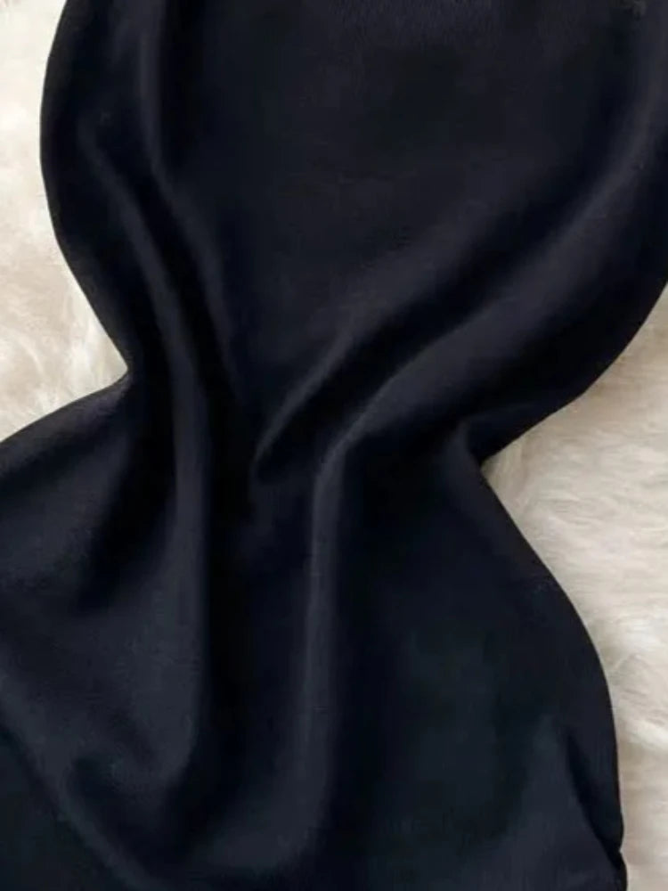 Women Sexy Sleeveless Off Shoulder Knit Dress Halter Backless Drawstring Pleated Elastic Bodycon Dress Summer Sundress Outfits